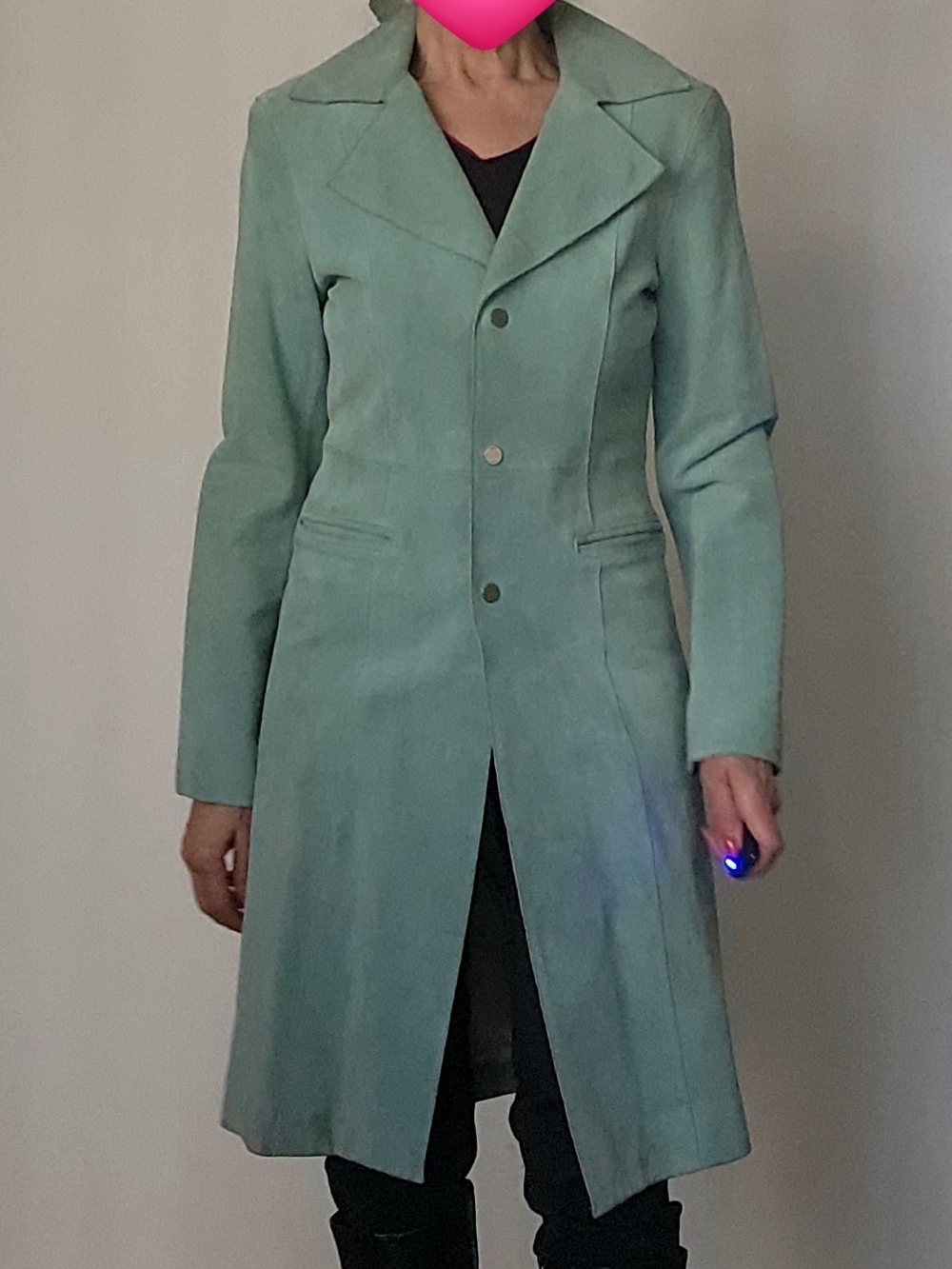 bebe Genuine Leather Suede Tailored Jacket -Light Blue- Size XS
